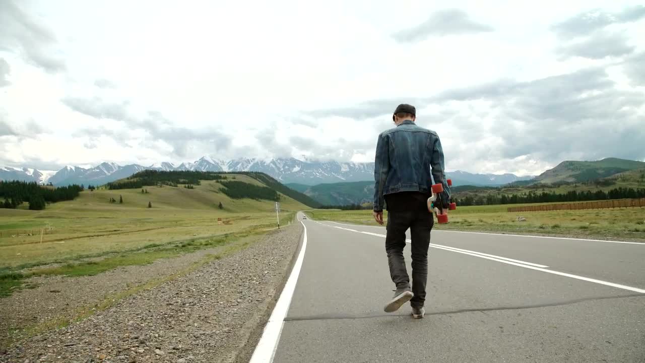 Stock Video Man On A Longboard On The Roa Animated Wallpaper - Free Download