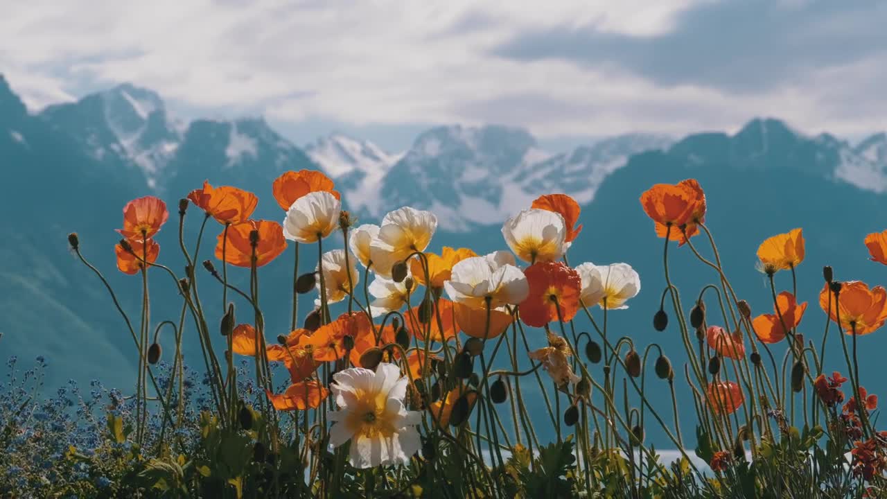 Video Stock Poppy Flowers In The Alps Environment Live Wallpaper Free - Free Download