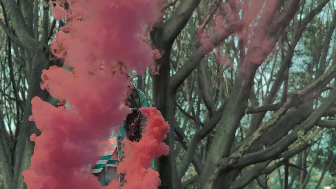 Stock Footage Urban Trendy Woman Holding A Smoke Bomb Live Wallpaper - Free Download