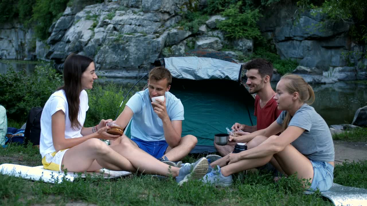 Stock Video Friends Eating While Camping In A Park Live Wallpaper For PC - Free Download