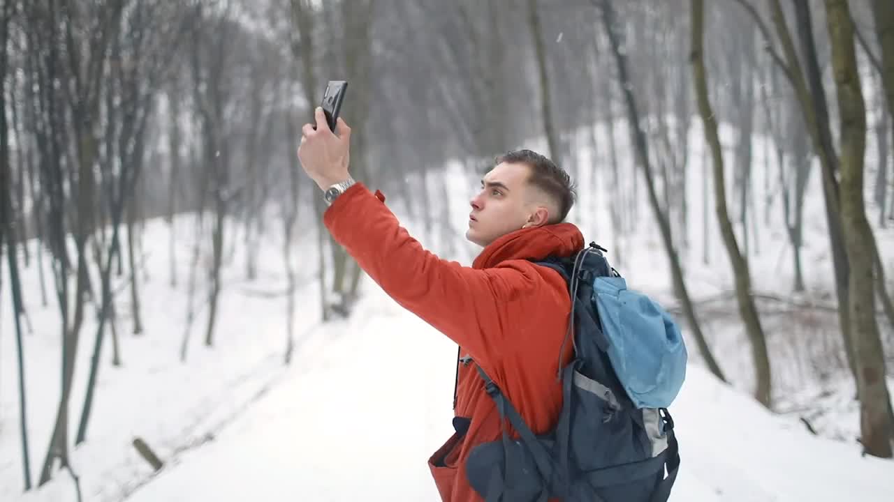 Stock Video Man Lost In Forest Looking For Cell Signa Animated Wallpaper - Free Download