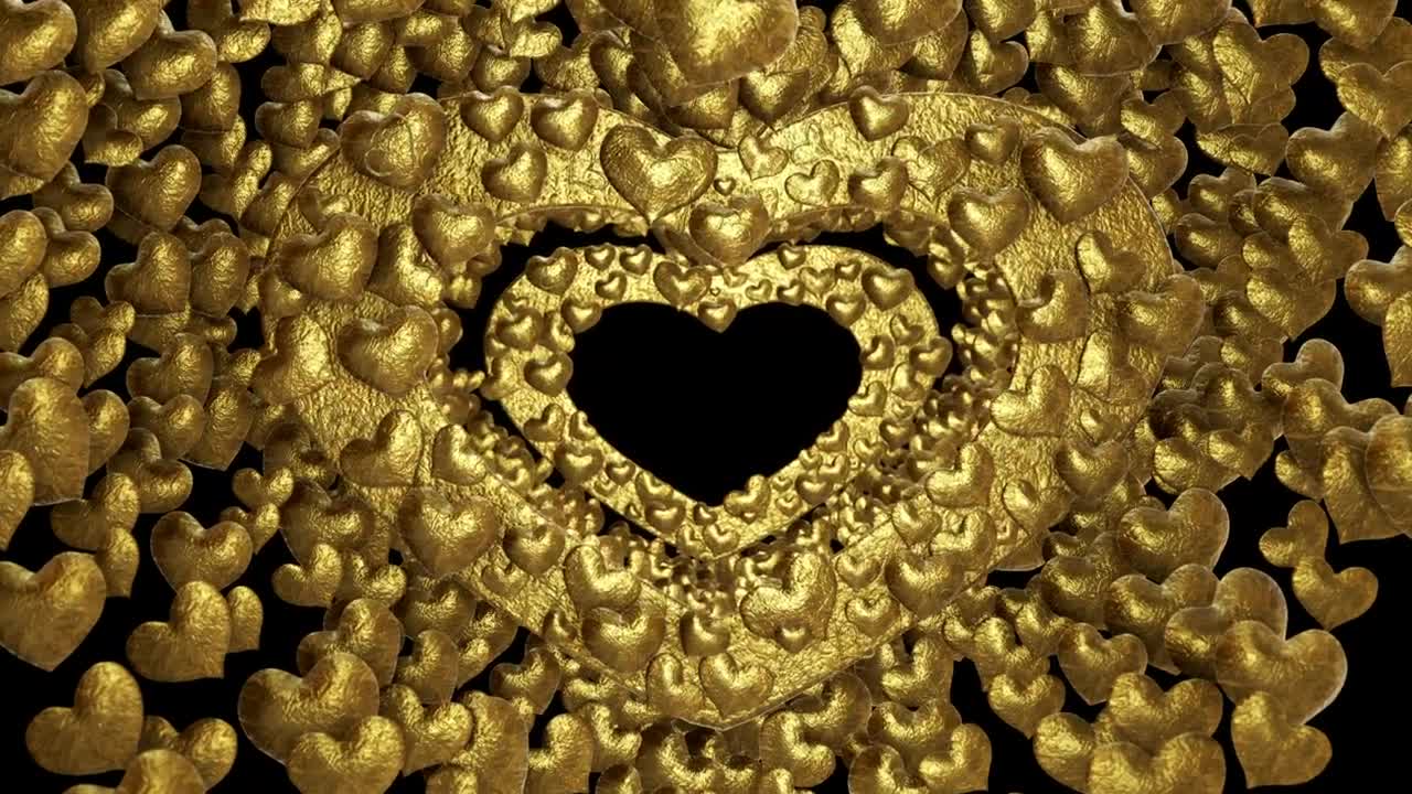 Free Video Stock Slowly Crossing Through A Tunnel Of Golden Hearts Live Wallpaper - Free Download