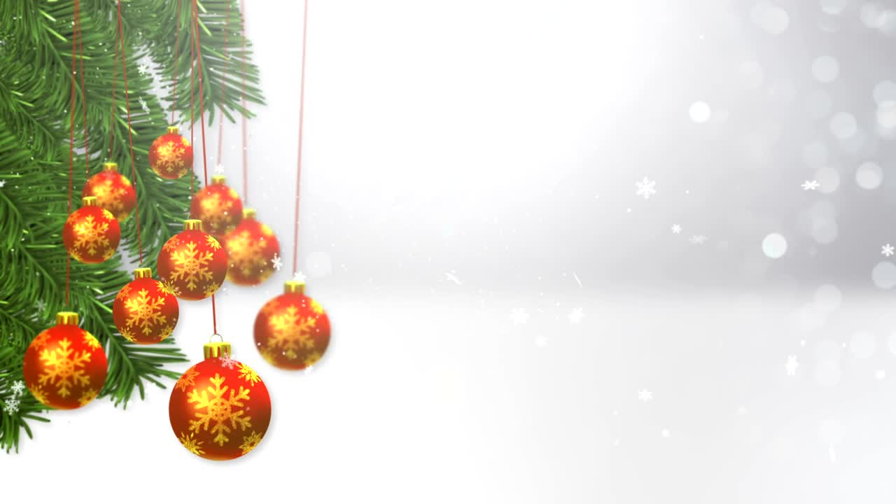 Stock Video Hanging Christmas Balls On Snowy Background D Animated Wallpaper - Free Download