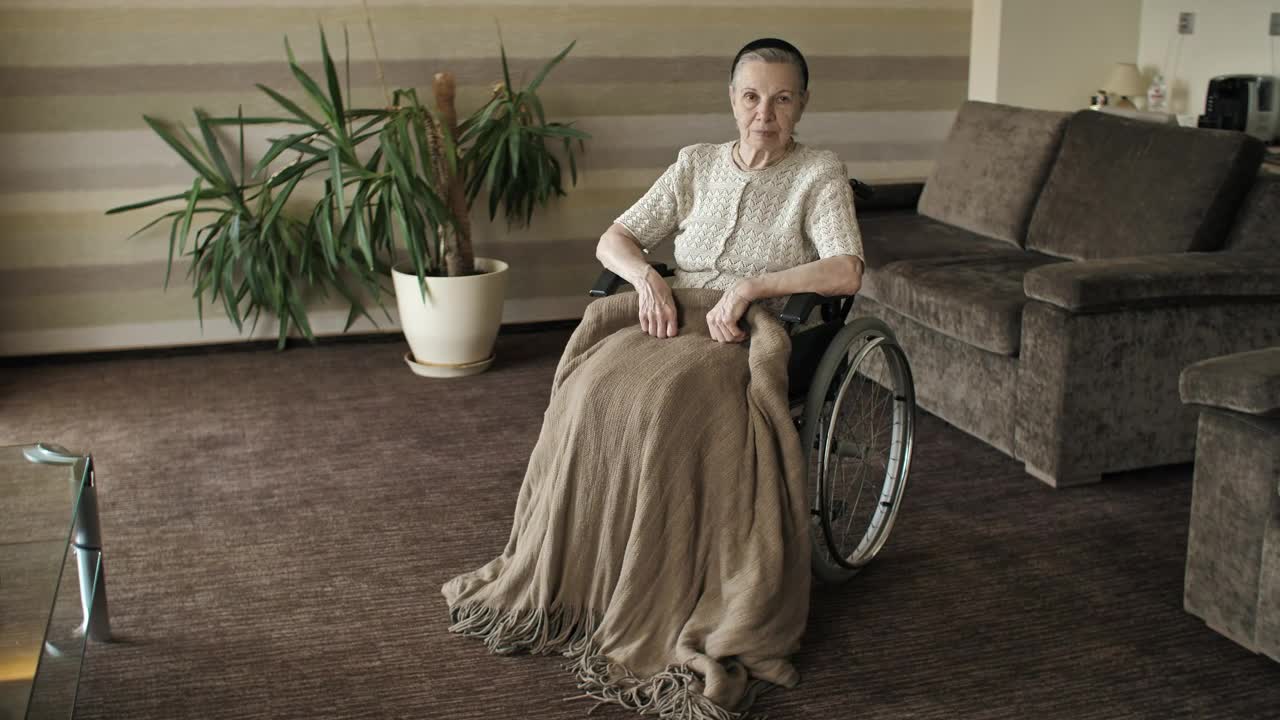 Stock Video Elderly Woman In Wheelchair In Nursing Home Live Wallpaper For PC - Free Download