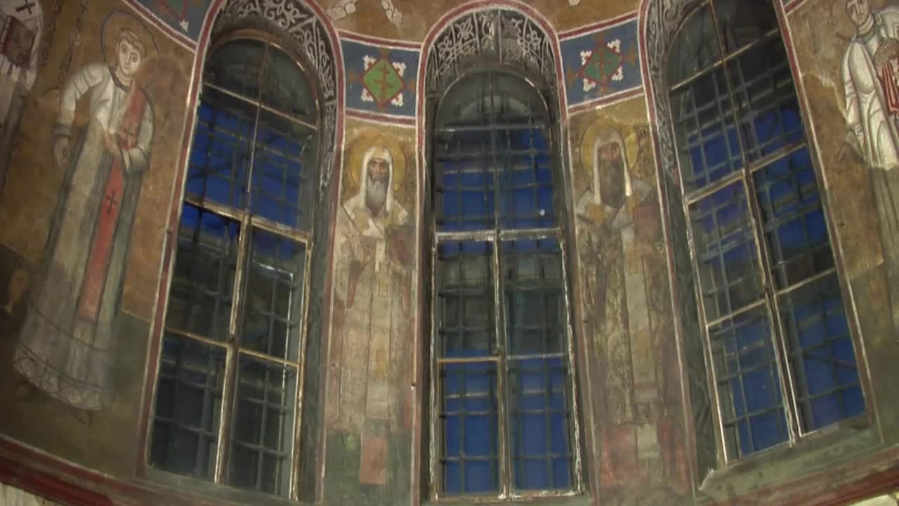 Free Video Stock the ceiling of a church with old paintings Live Wallpaper - Free Download