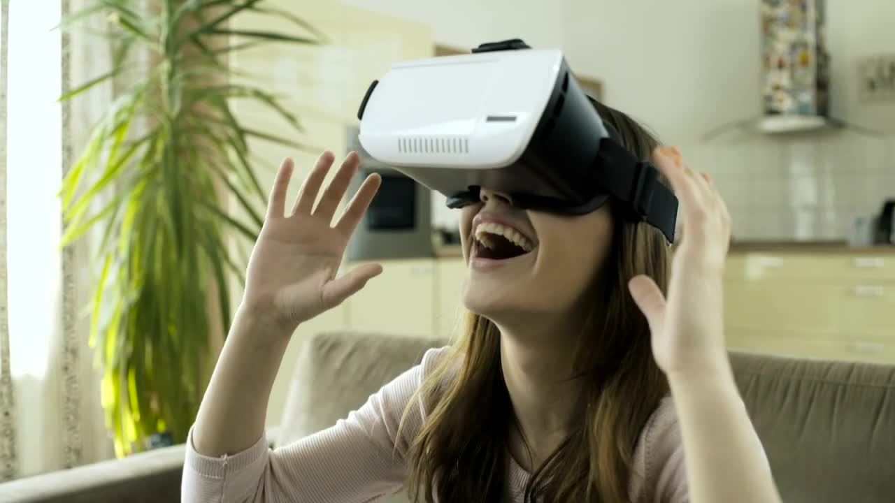 Free Stock Video Young Woman Having Fun With Virtual Reality Live Wallpaper - Free Download