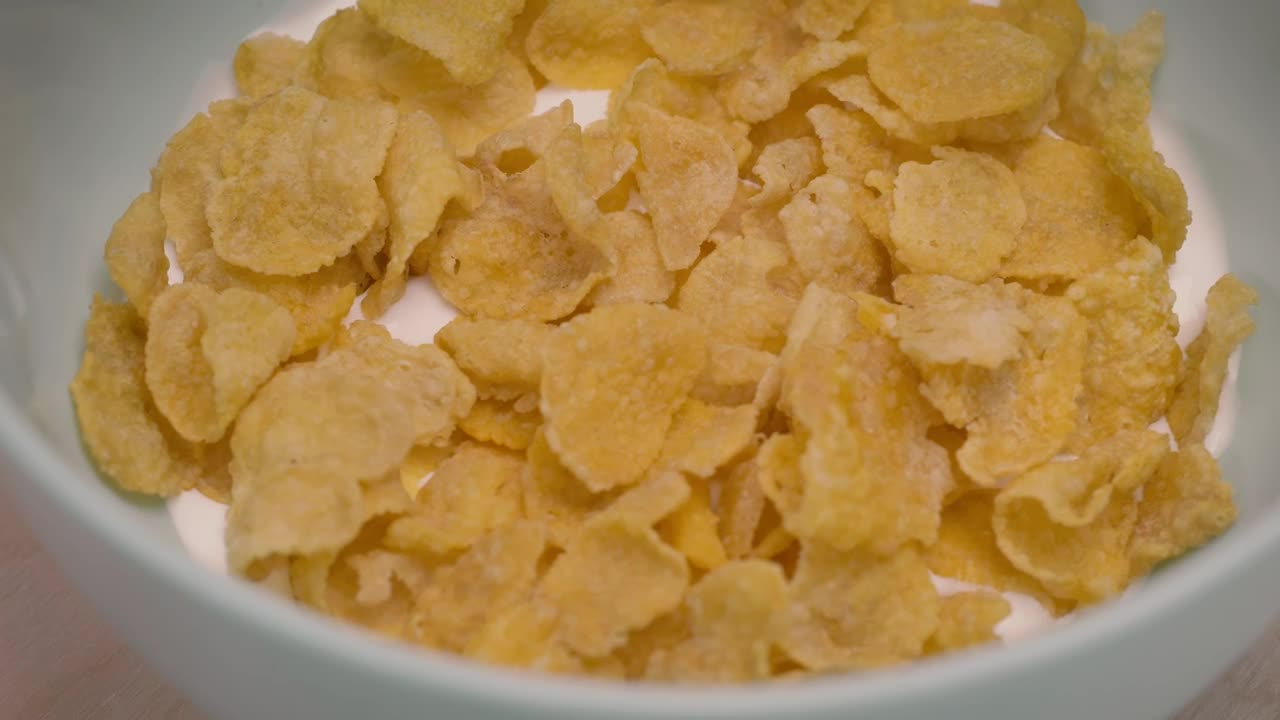 Stock Video Corn Flake Cereal In A Bowl With Milk Live Wallpaper For PC - Free Download