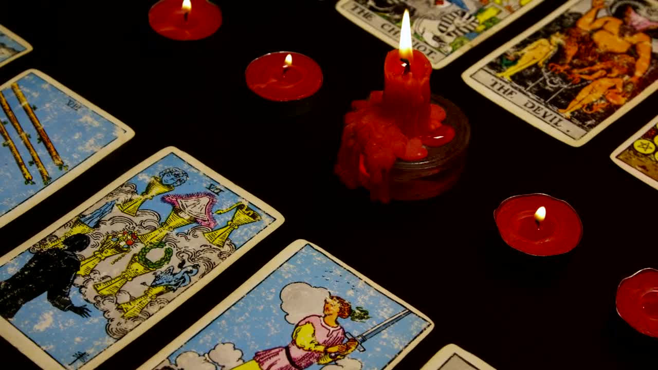 Video Stock Candle Melting Between Tarot Cards Live Wallpaper For PC - Free Download