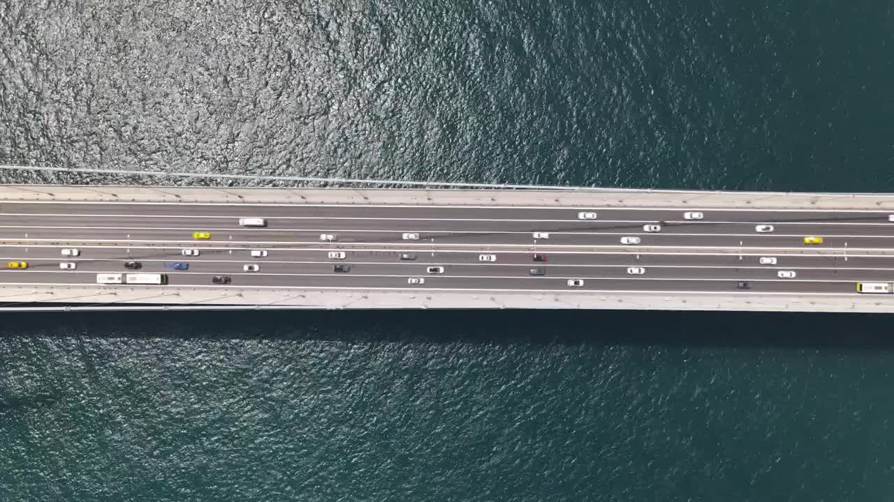 Free Video Stock suspension bridge with many cars aerial shot Live Wallpaper - Free Download
