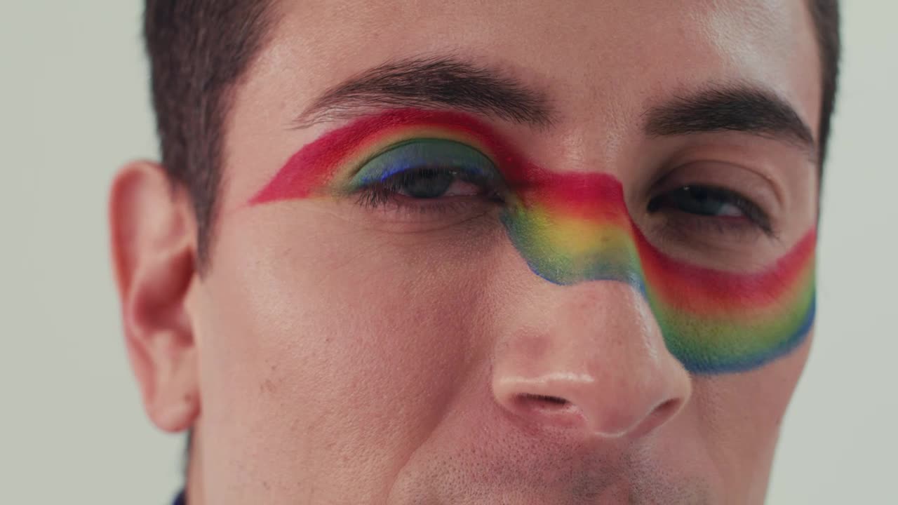 Stock Video Gaze Of An Lgbt Man With Rainbow Makeup Live Wallpaper For PC - Free Download