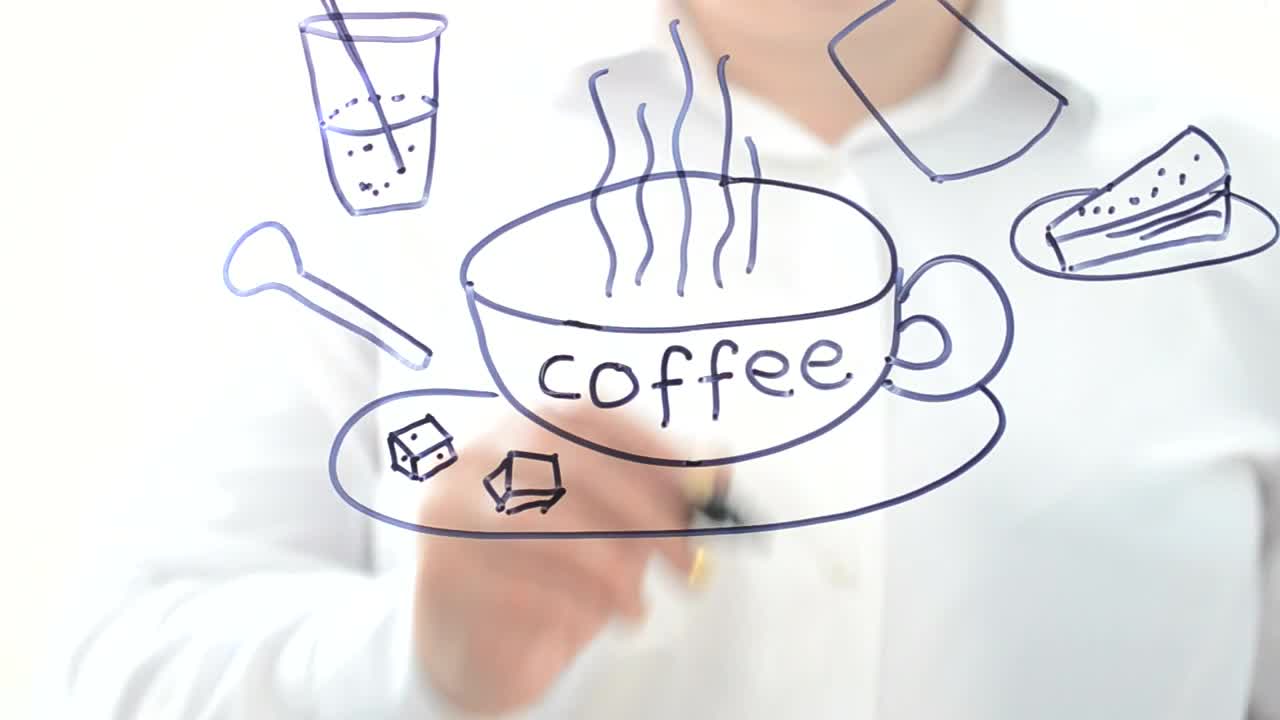 Stock Video Drawing Of Products Of A Coffee Shop In A Glass Live Wallpaper For PC - Free Download