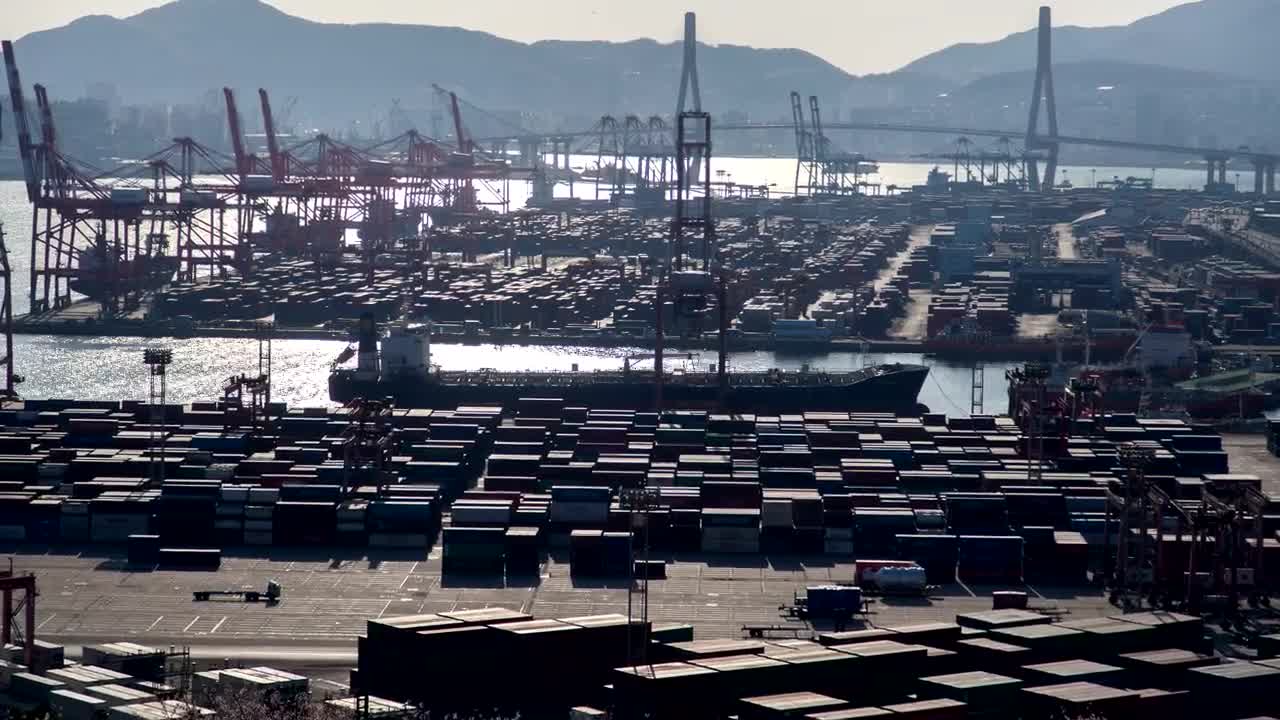 Video Stock Cargo Ship Port Packed With Containers Live Wallpaper For PC - Free Download