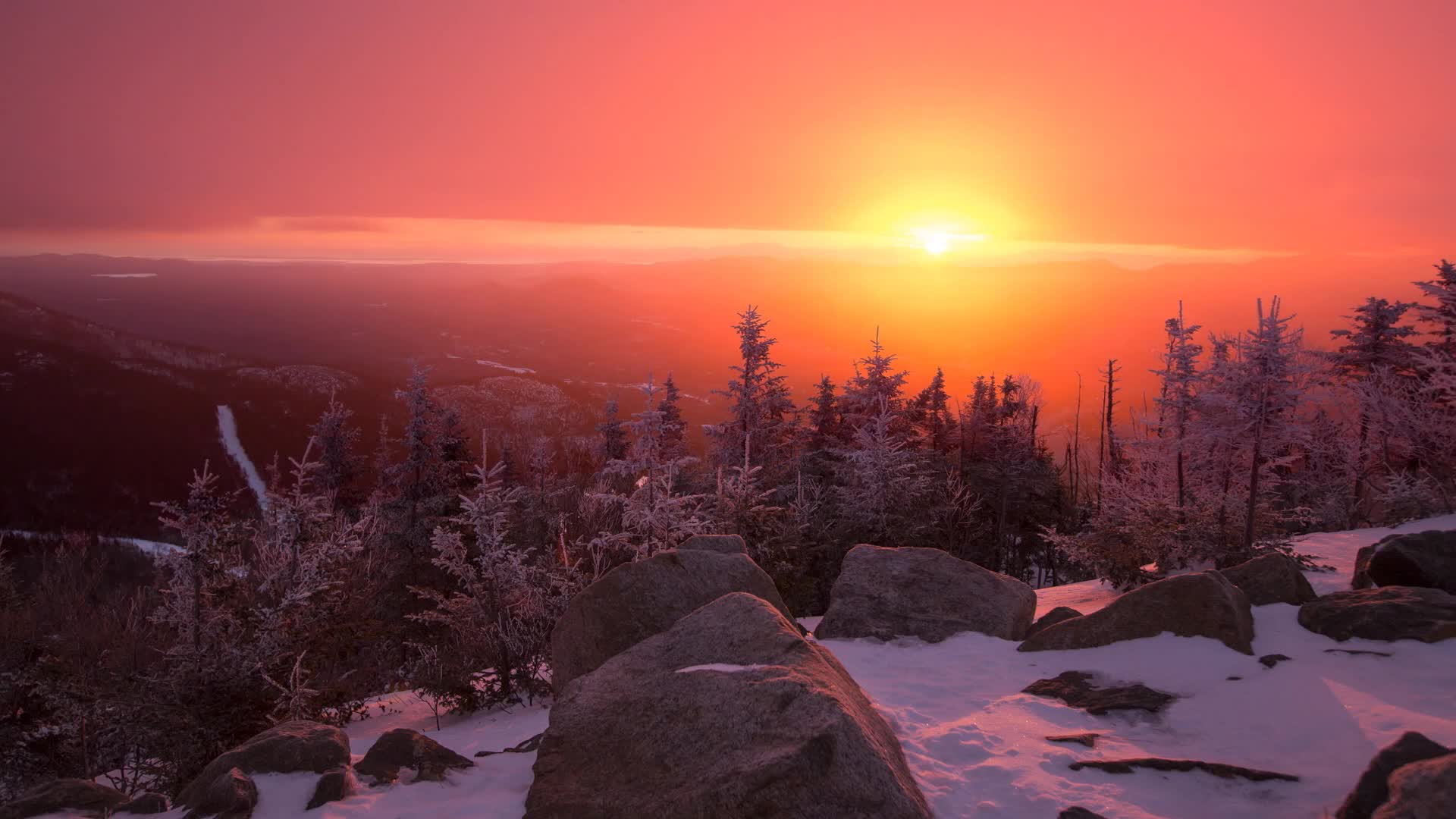 Sunrise from top of gondola on Whiteface HD Live Wallpaper - Free Download