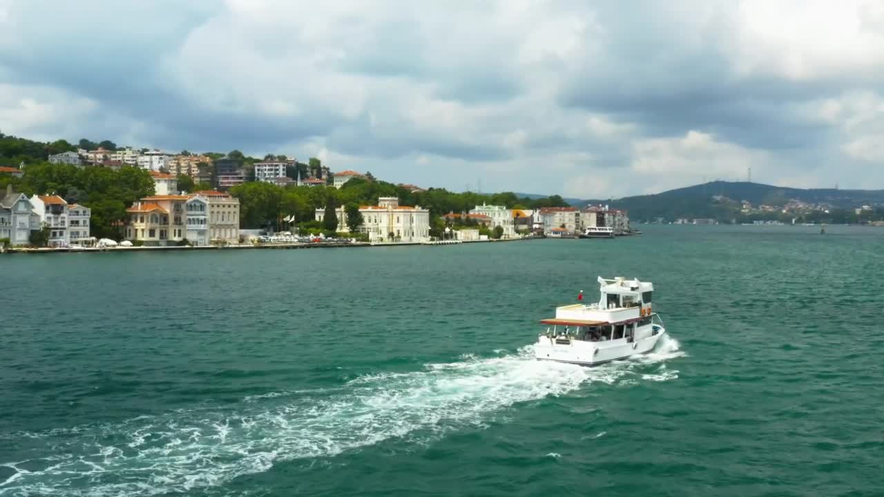 Free Video Stock tour boat heading through istanbul Live Wallpaper - Free Download