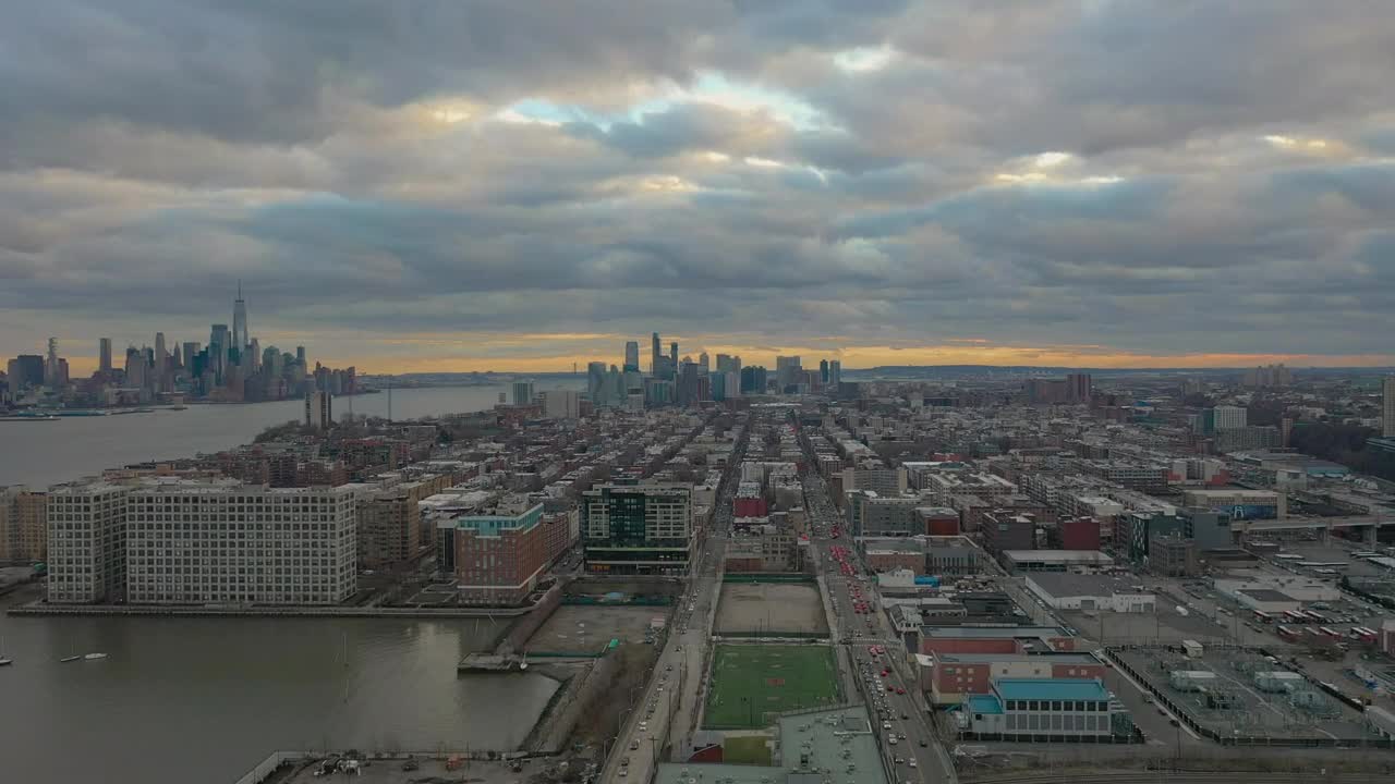 Stock Video Industrial Buildings With New York City Ahead Animated Wallpaper - Free Download