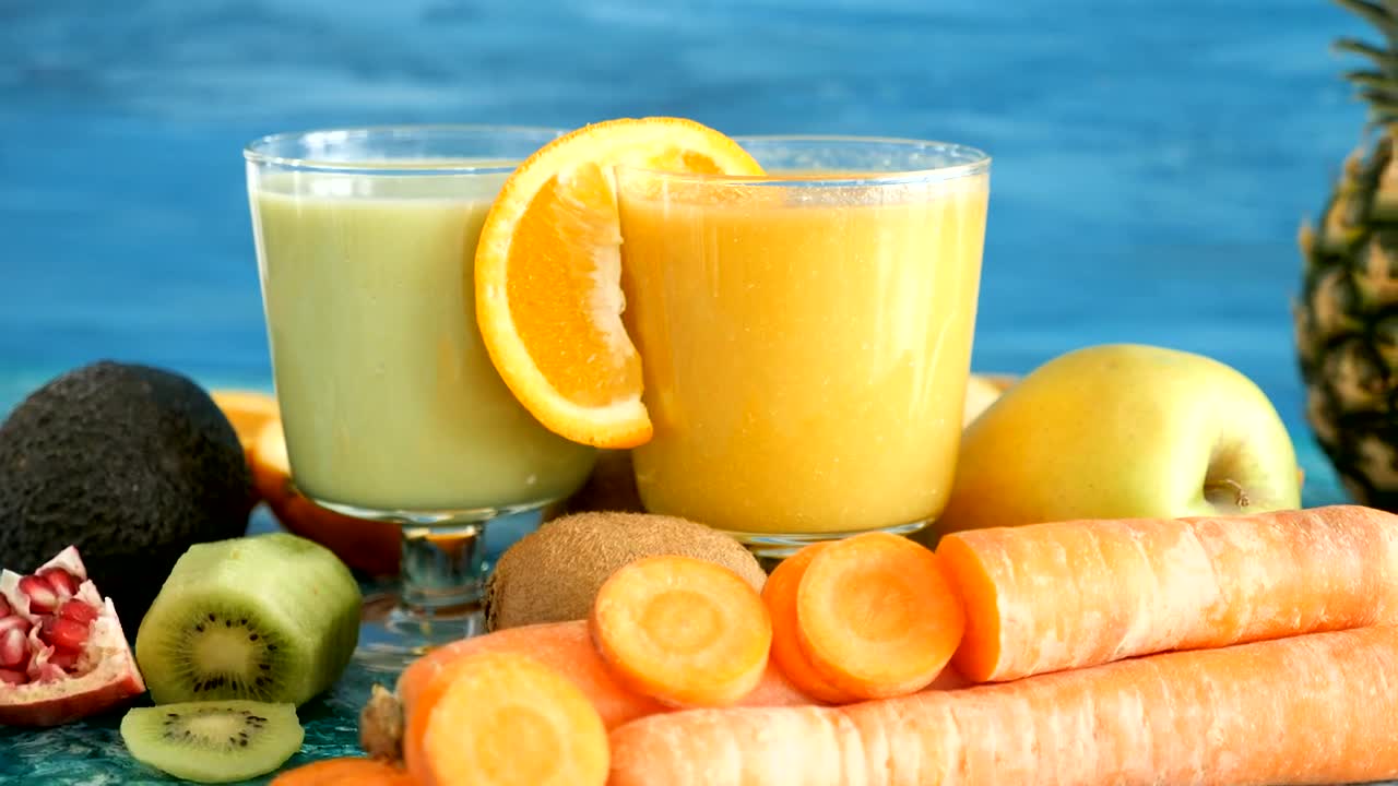 Stock Video Detox Diet Smoothies Surrounded By Fruits And Vegetables Live Wallpaper For PC - Free Download