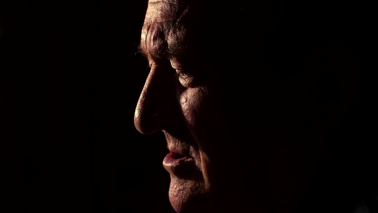 Video Stock Profile Face Of An Sad Old Man In The Dark Live Wallpaper Free - Free Download