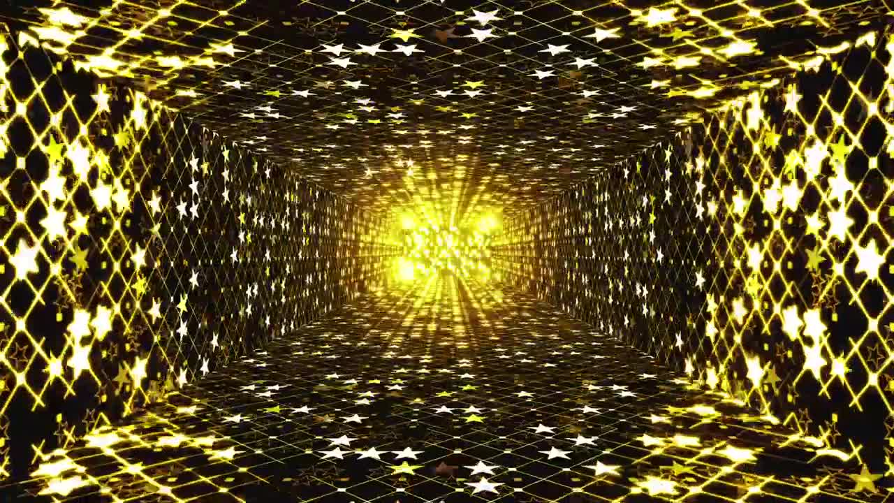 Stock Video Hallway With Lights With Golden Twinkling Shapes Live Wallpaper For PC - Free Download