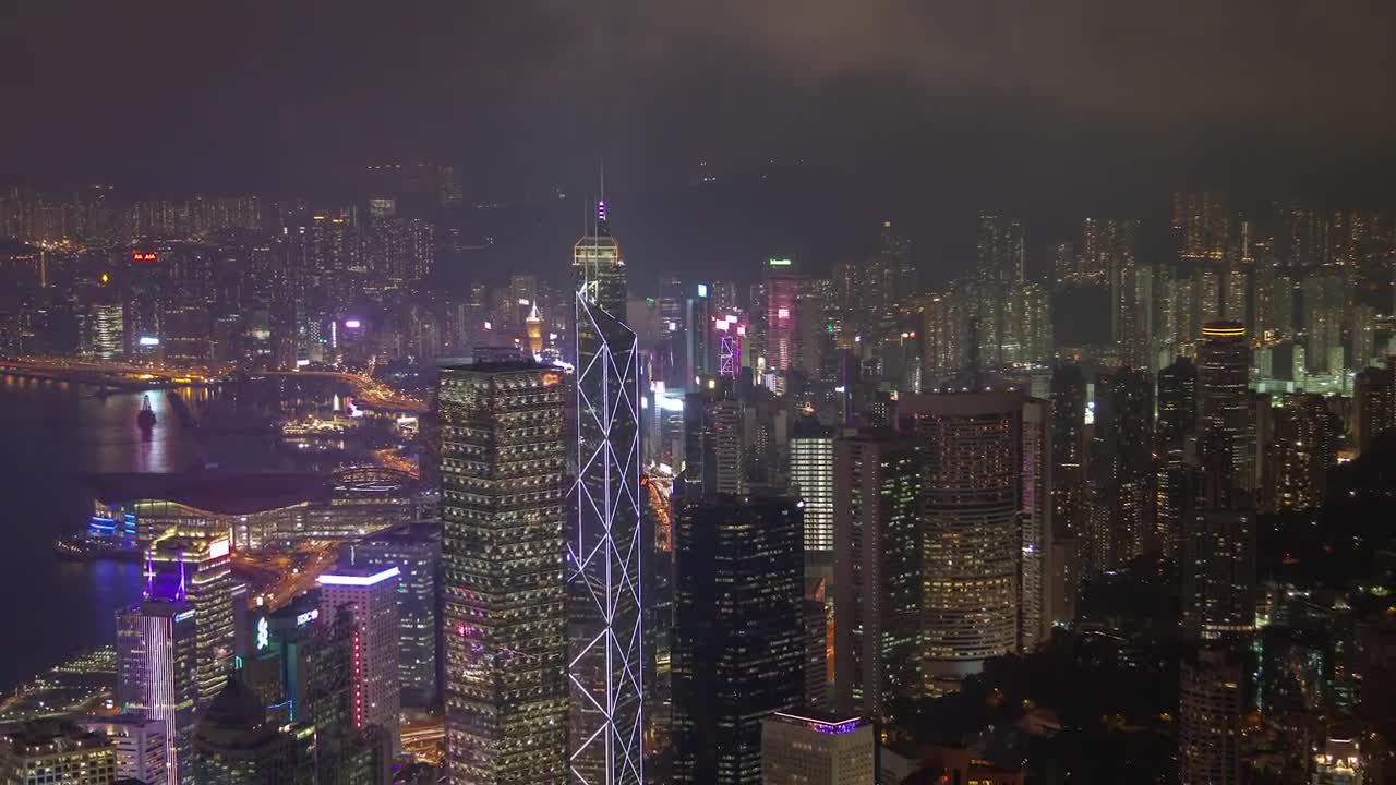 Stock Video Hong Kong City Landscape In A Cloudy Night Animated Wallpaper - Free Download