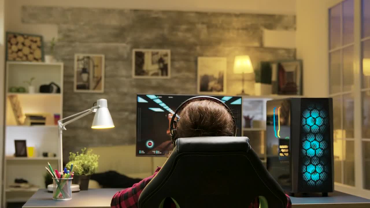 Stock Video Girl Gamer Celebrates Win In Home Office Screen View Live Wallpaper For PC - Free Download