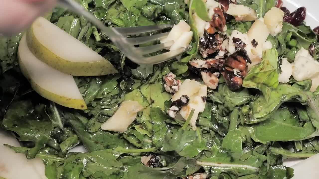 Stock Video Person Eating Salad With Fork Live Wallpaper - Free Download