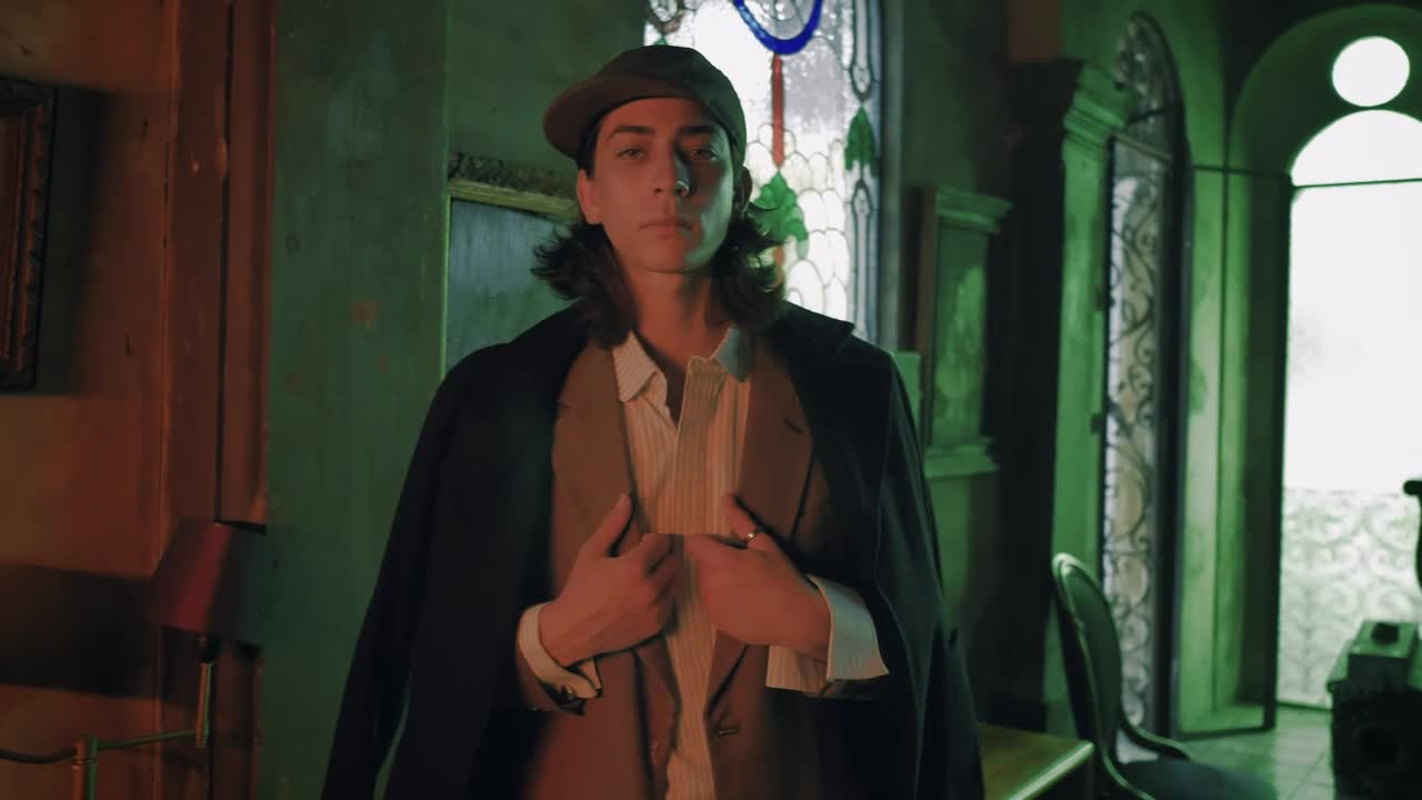 Stock Video Male Model Wearing Old Fashion Clothes In An Old Place Animated Wallpaper - Free Download