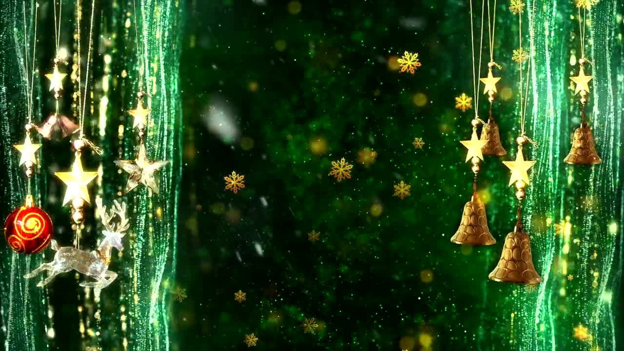 Stock Video Hanging Christmas Ornaments With Gold Snowflakes Animated Wallpaper - Free Download