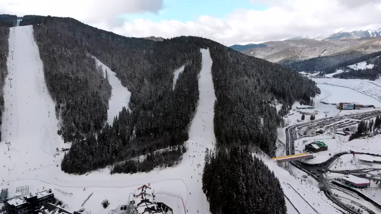 Stock Video Flying Above The Ski Practice Mountain Live Wallpaper For PC - Free Download