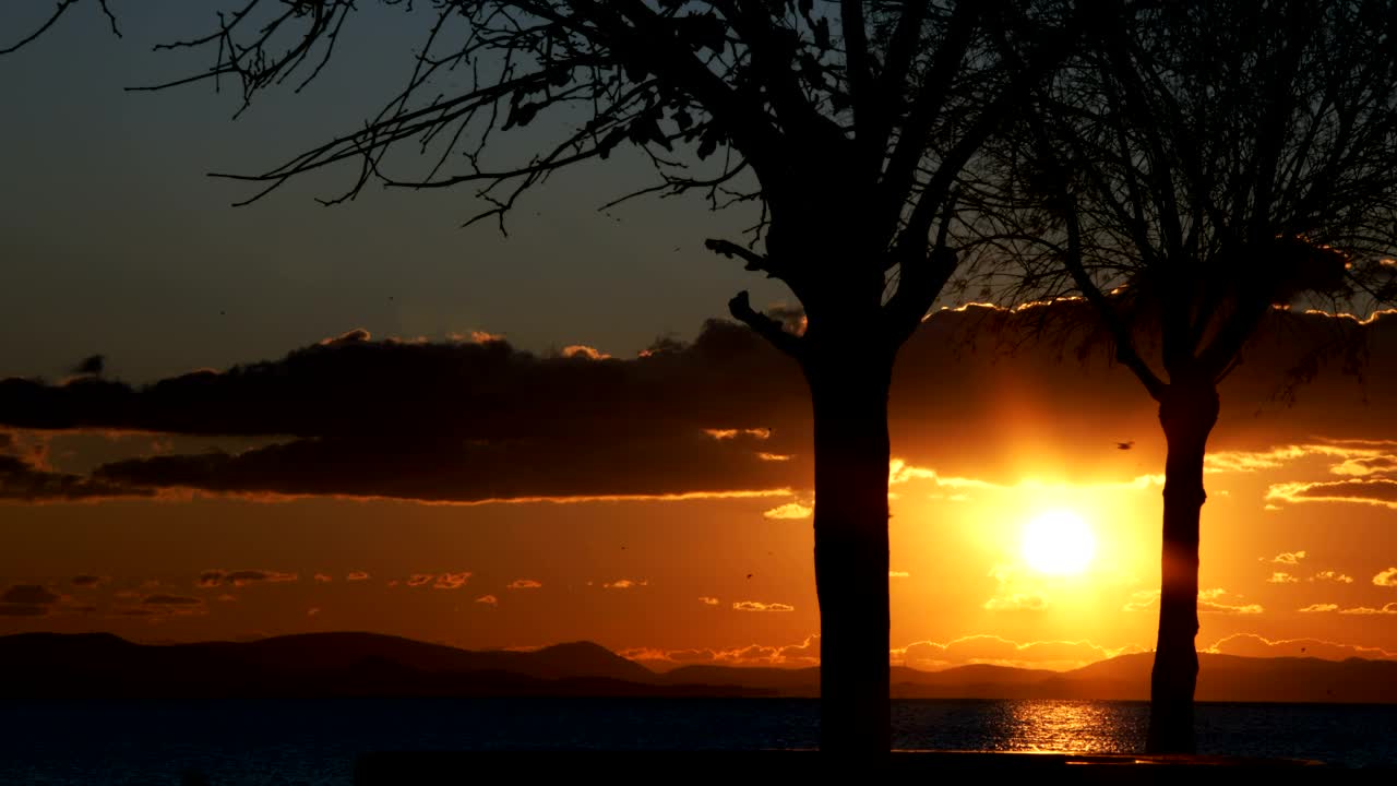 Free Stock Video Silhouette Of A Landscape During The Calm Sunset Live Wallpaper - Free Download