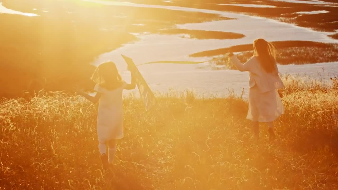 Stock Footage Woman And Her Daughter Walking With A Kite In The Live Wallpaper - Free Download