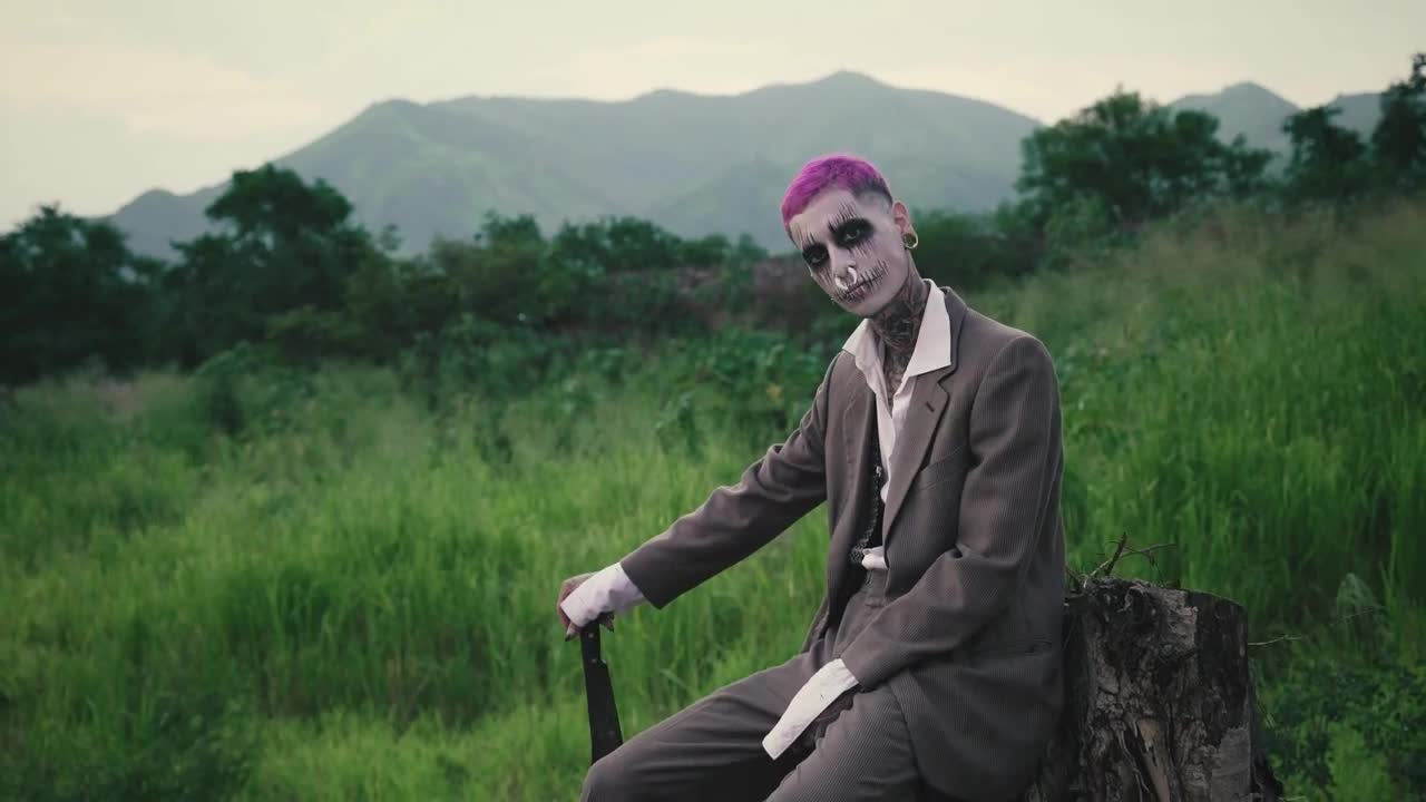 Stock Video Creepy Clown Sitting In Forest Live Wallpaper For PC - Free Download