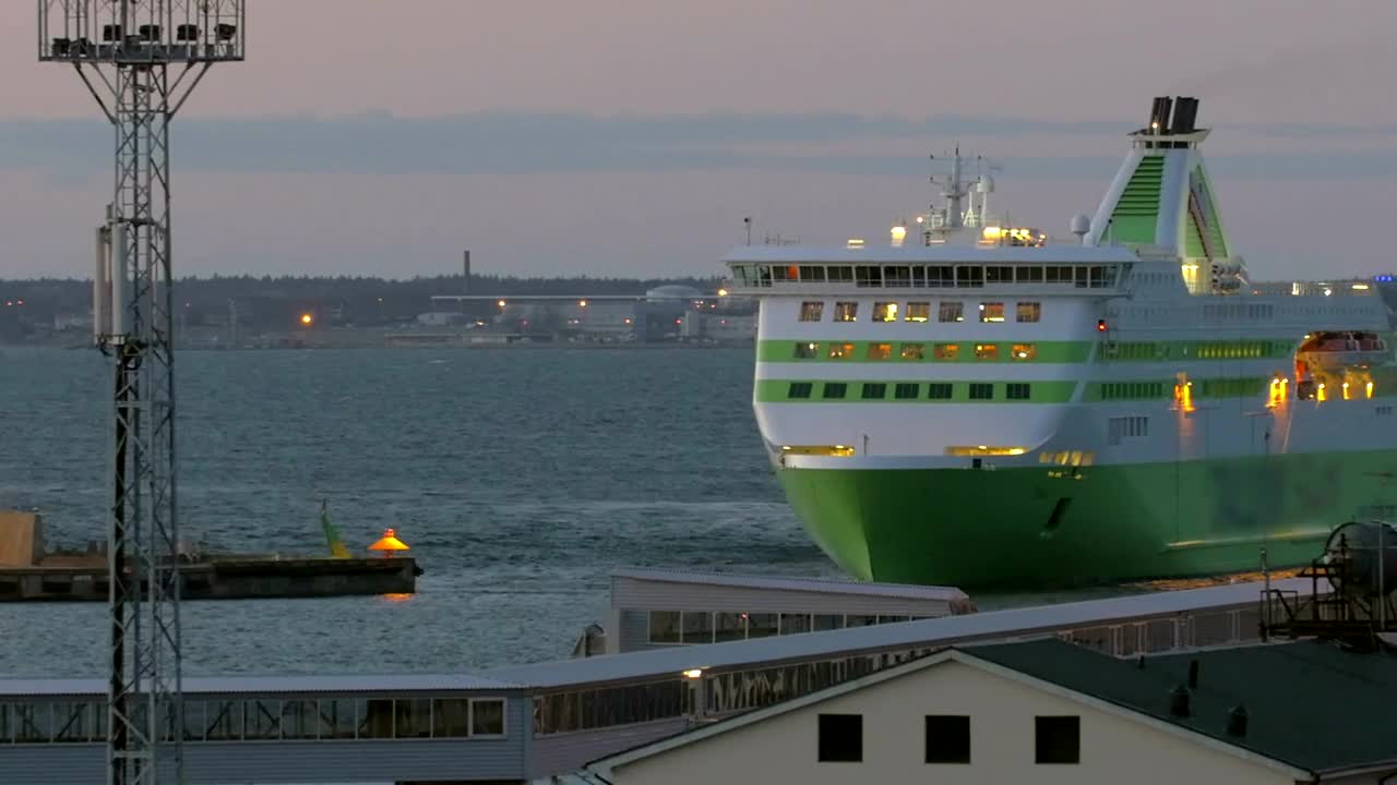 Stock Video Passenger Ship Entering Port At Dusk Live Wallpaper - Free Download