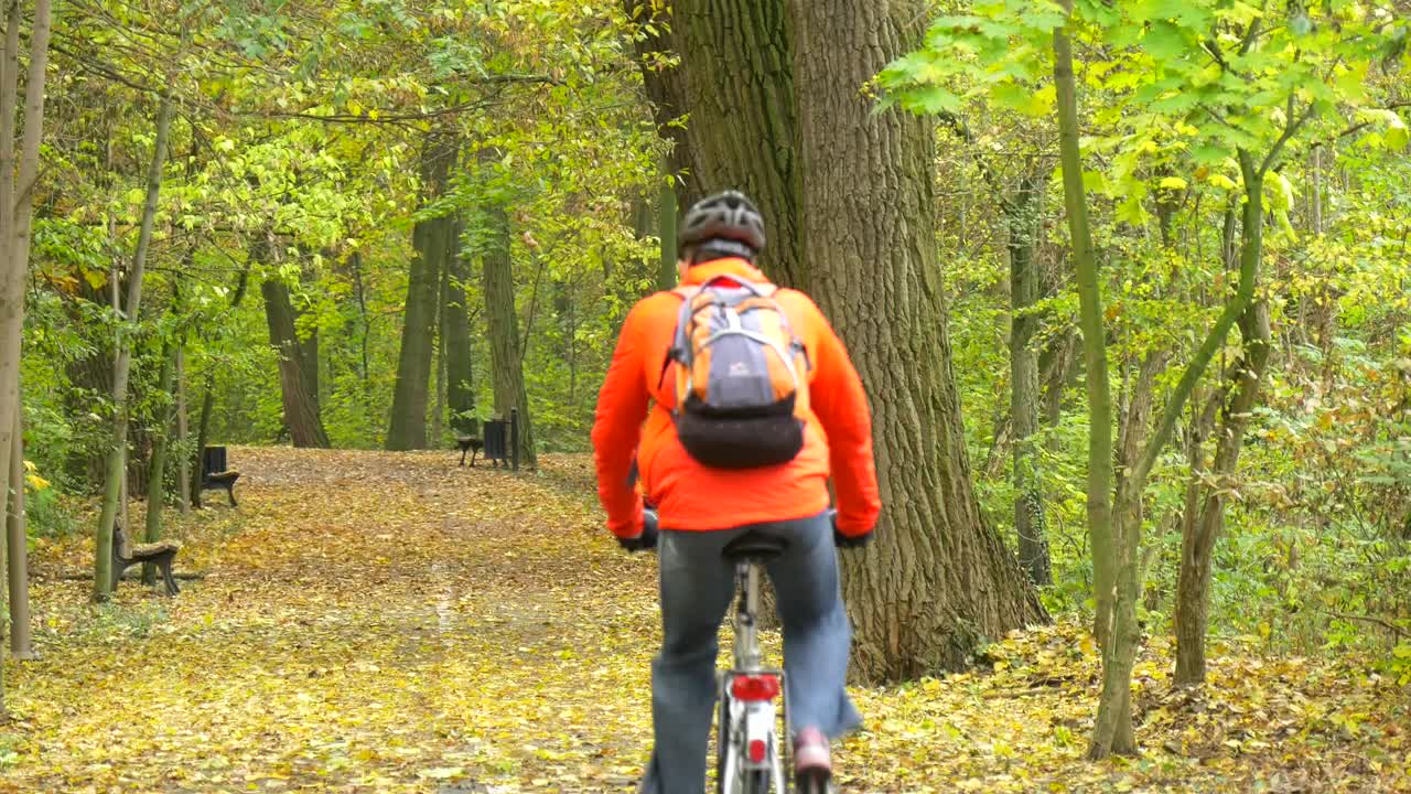 Stock Video Man Pedaling Through The Park In Autum Animated Wallpaper - Free Download