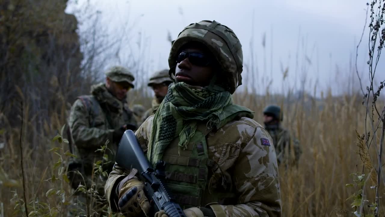 Free Video Stock Soldier With Sunglasses Standing On The Field Live Wallpaper - Free Download