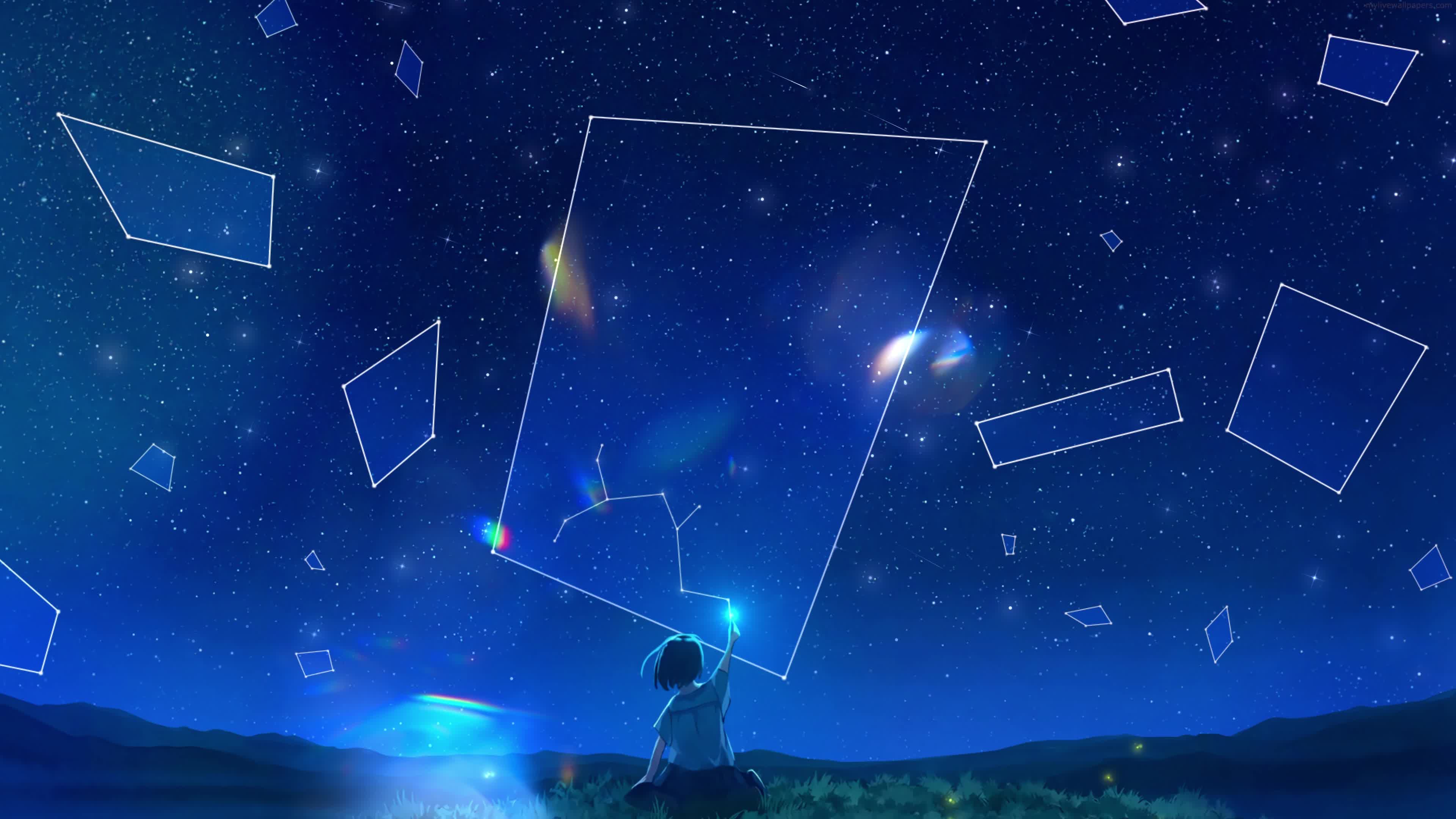 Anime Blue SKy Star Gaze 4K Live Wallpaper - Free Download