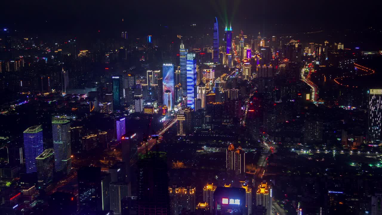 Free Stock Video Shenzhen Iluminated Skyscrapers At Night Live Wallpaper - Free Download