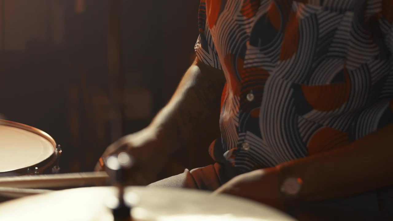 Video Stock Close Shot Of A Drummer Playing In A Studio Live Wallpaper For PC - Free Download