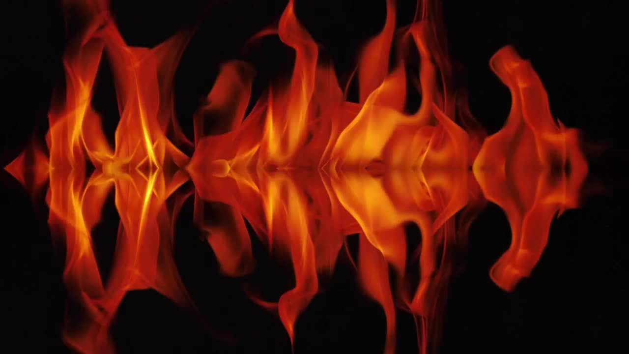 Stock Video Mirror Effect Of Flames Burning On A Black Backgroun Animated Wallpaper - Free Download