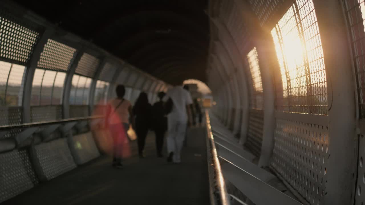Stock Video People Walking On A Footbridge Live Wallpaper - Free Download