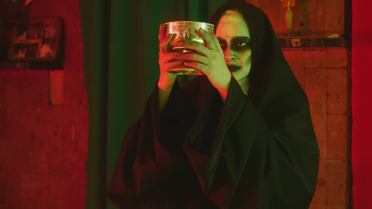 Free Stock Video Scary Ghost Nun Lifting A Chalice In A Church Live Wallpaper - Free Download