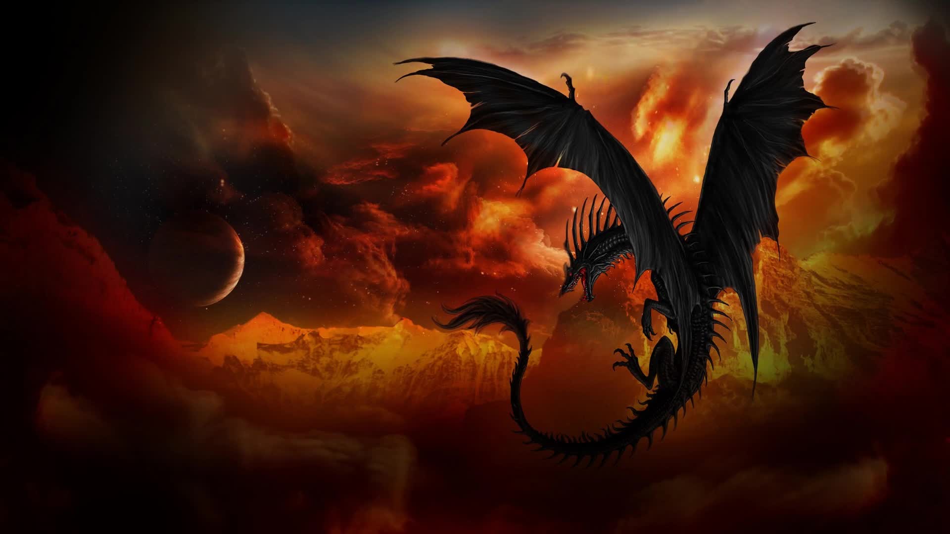 Dragon  Red  Sky  Bloody  Moon  Live  Wallpaper - Free Download