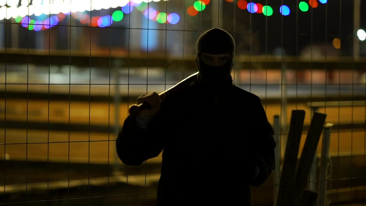 Stock Video Menacing Man With A Baseball Bat At Nigh Animated Wallpaper - Free Download