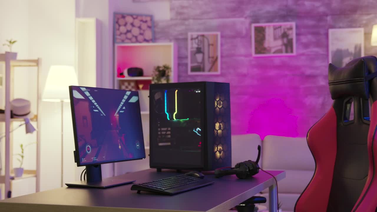 Stock Video Modern Pink Gaming Room With Pc And Chai Animated Wallpaper - Free Download