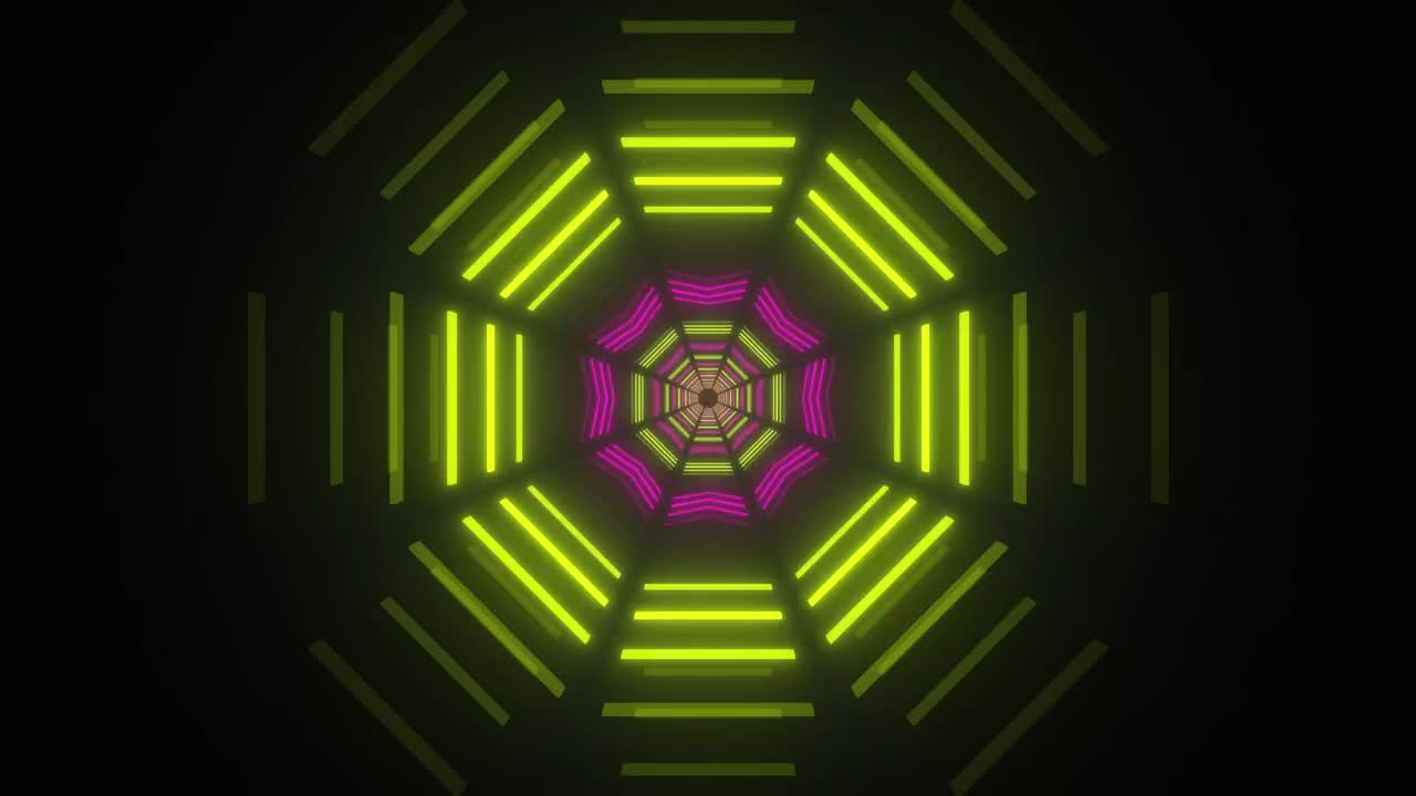 Stock Video Octagonal Tunnel With Figures Of Neon Lights Live Wallpaper - Free Download