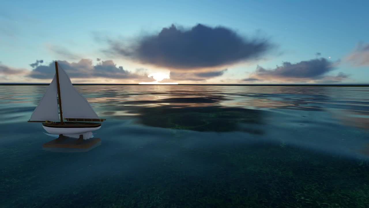 Stock Video Little Toy Sailboat Sailing In The Sea In D Animated Wallpaper - Free Download