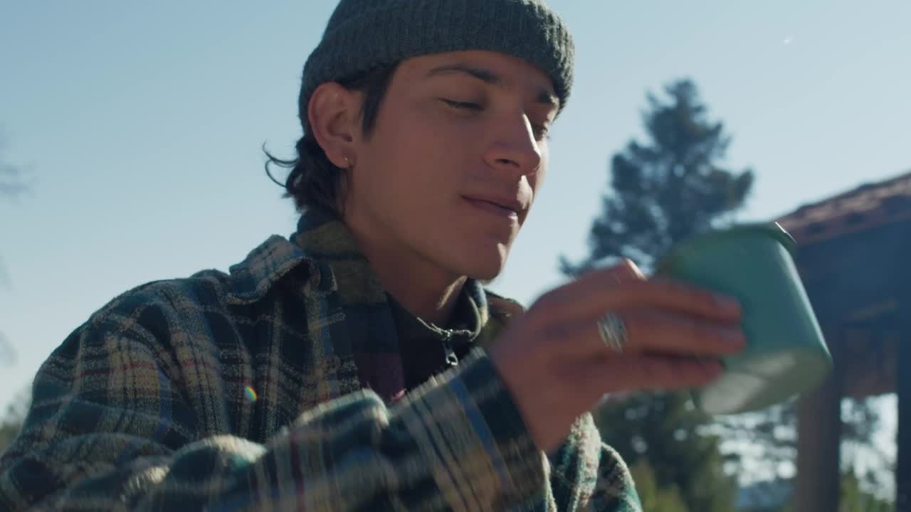 Free Stock Video Young Hiker Drinking Coffee Live Wallpaper - Free Download