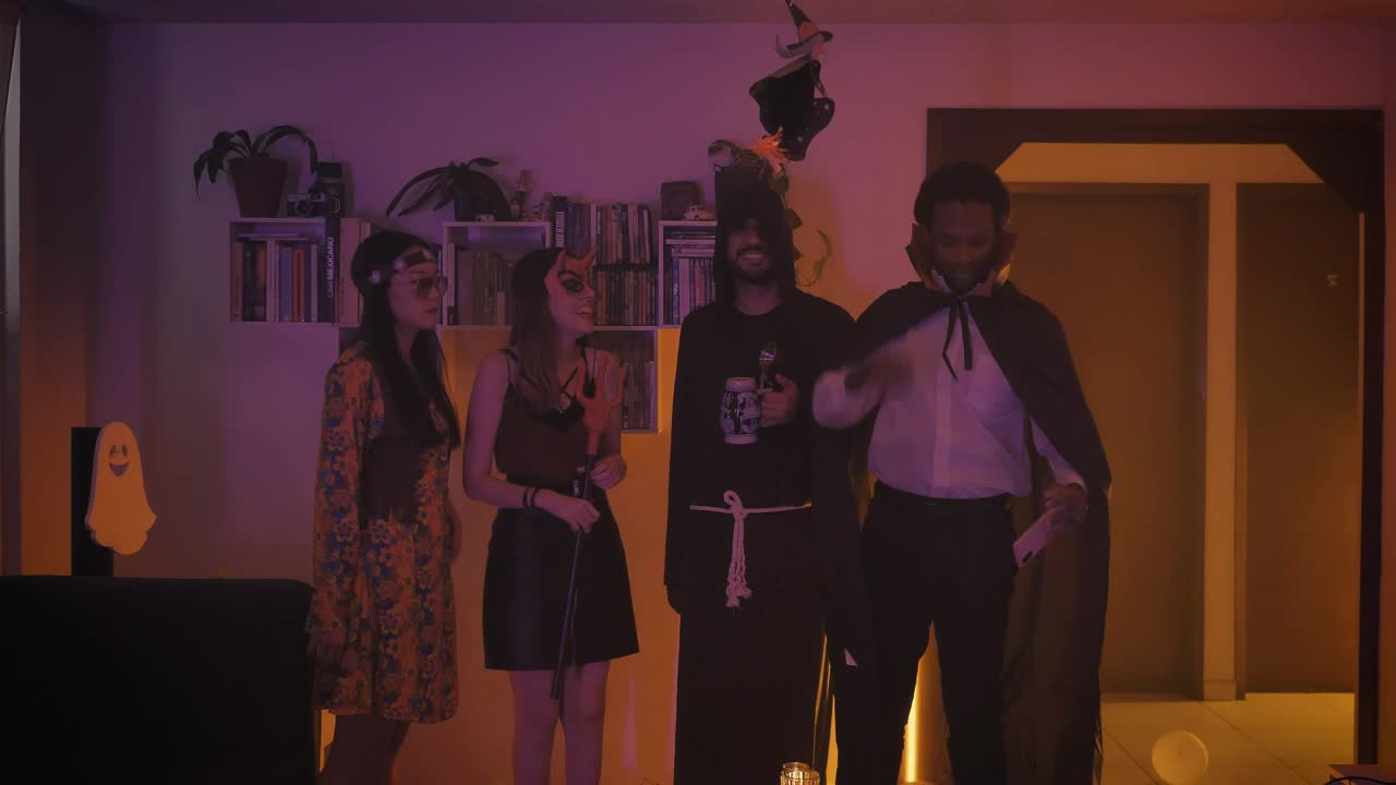Stock Video Friends Taking A Selfie In Costume On Halloween Live Wallpaper For PC - Free Download