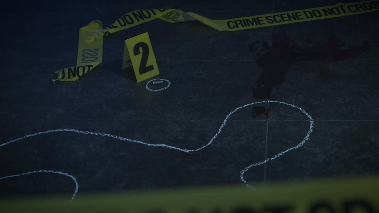 Stock Video Crime Scene With Evidence And A Silhouette Marked In Chalk Live Wallpaper For PC - Free Download