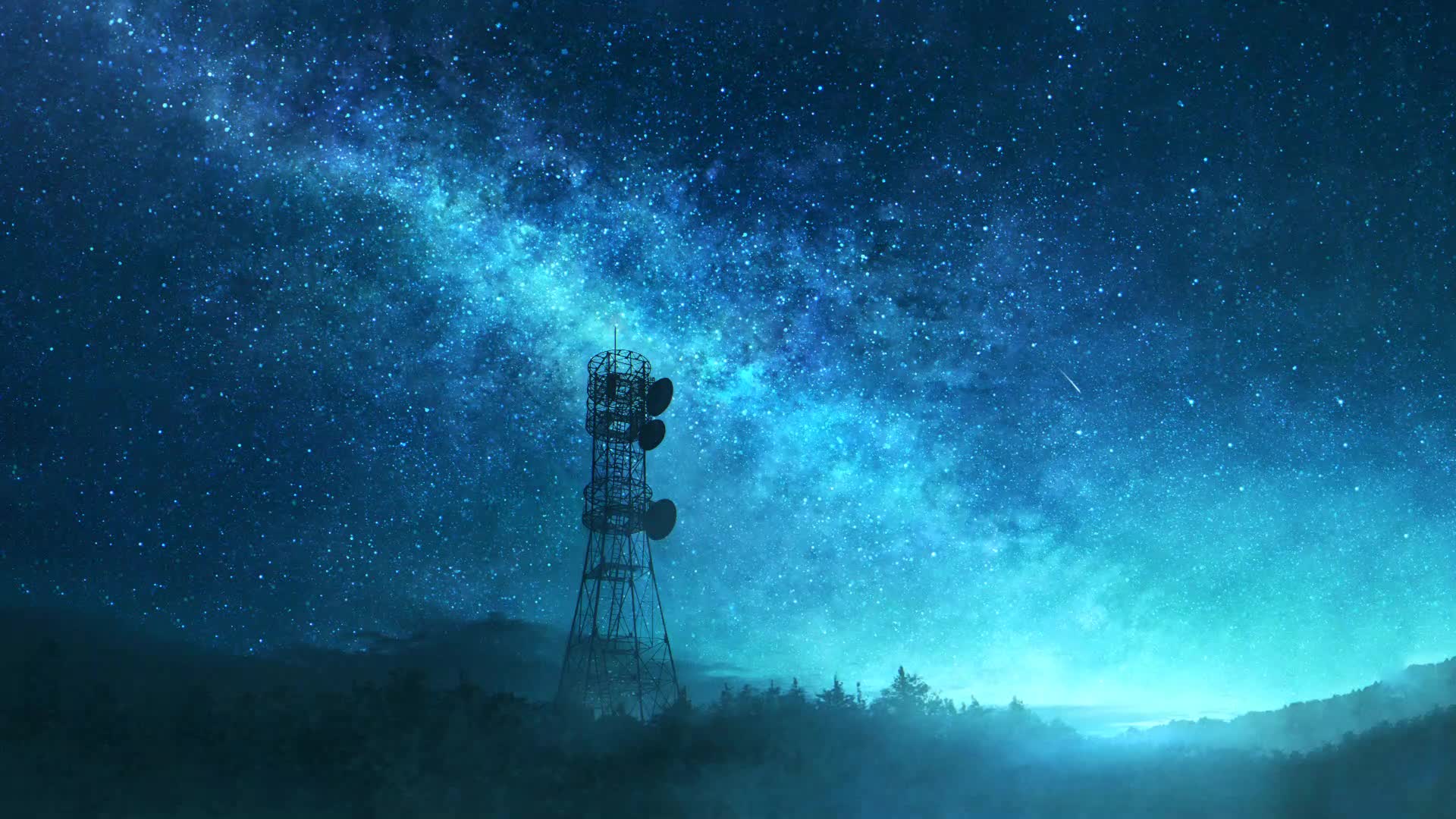 Radio Tower and BLue Night Sky Live Wallpaper - Free Download
