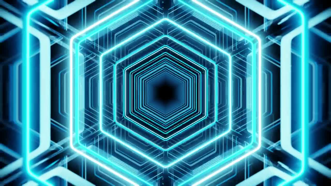 Stock Video Futuristic Luminous Tunnel In The Shape Of A Hexagon Live Wallpaper For PC - Free Download